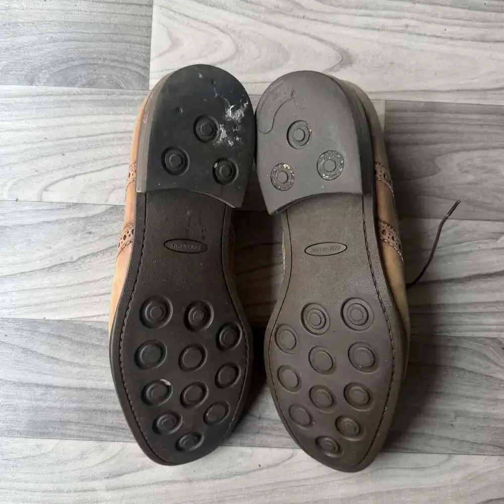 Clarks Tan Leather Wingtip Oxford Dress Shoes
